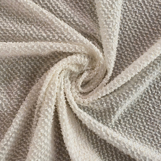 Cut Pile Chiffon - White / Gold