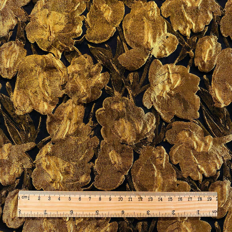 Gilded Rose Cloqué Brocade - Yellow Gold / Black