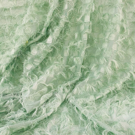 Dobby Fringed Chiffon - Pale Green