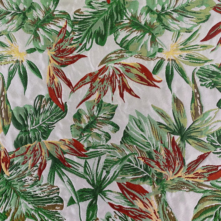 Birds of Paradise Jacquard - Green/Fire Brick Red