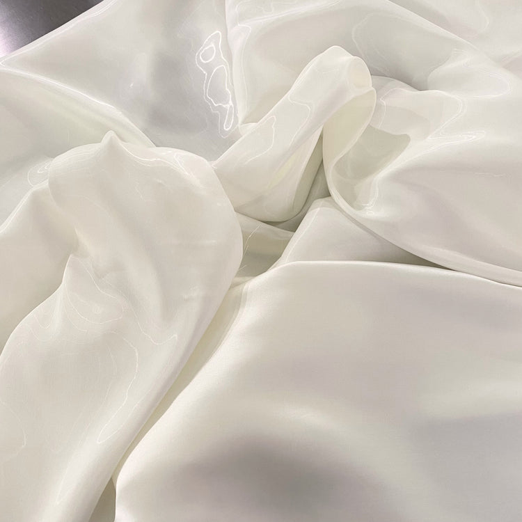 Fabric Lab Exclusive - Satin Backed Liquid Shimmer - White