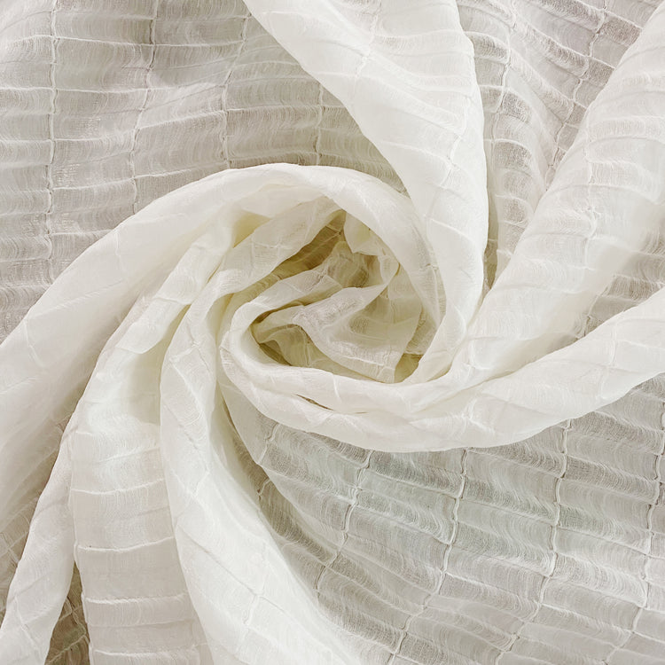 Wavy Double Weave Stripe - White