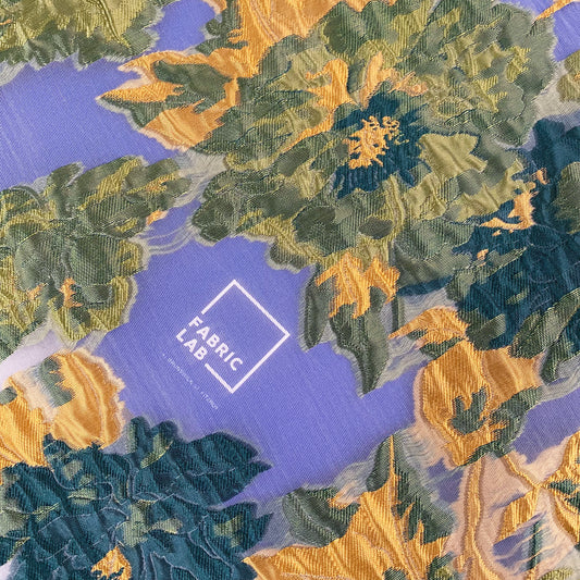 Floral Brocade Organza - Sage Green/Teal