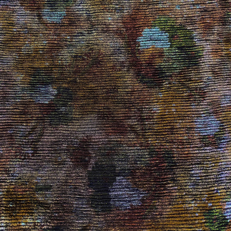 Foil Floral Printed Plisse - Black/Gold