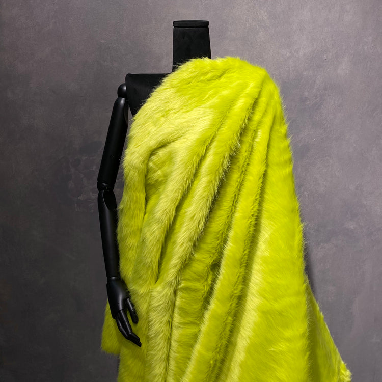 Faux Mink Fur - Medium Pile - Green Yellow