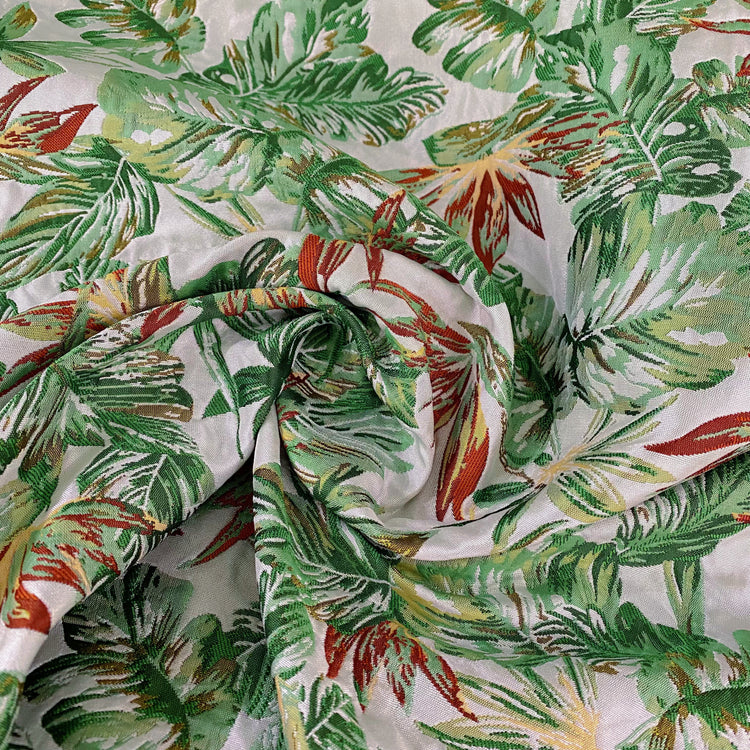 Birds of Paradise Jacquard - Green/Fire Brick Red