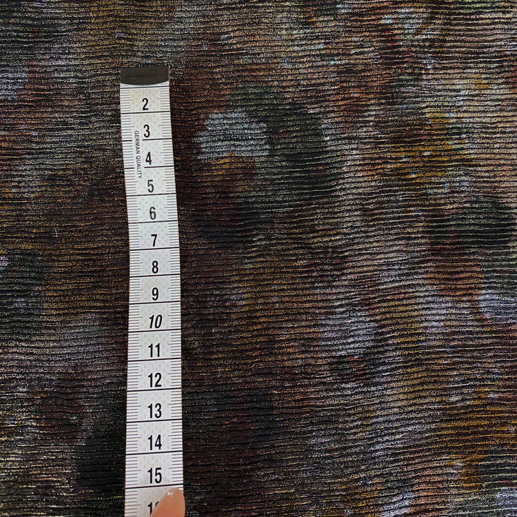 Abstract Floral Metallic Ribbed Cord - Black/Gold