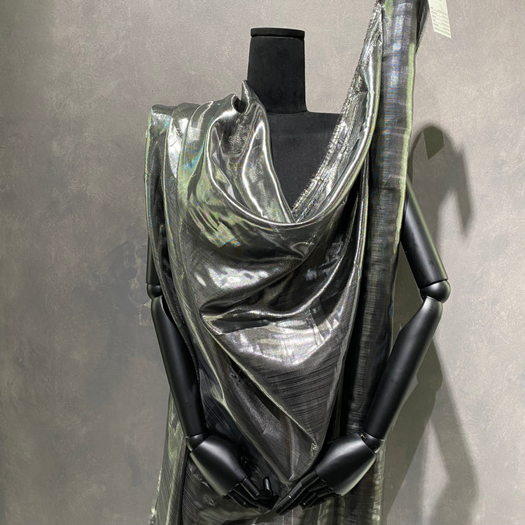 Shot Silk Lurex Lamé - Silver / Black