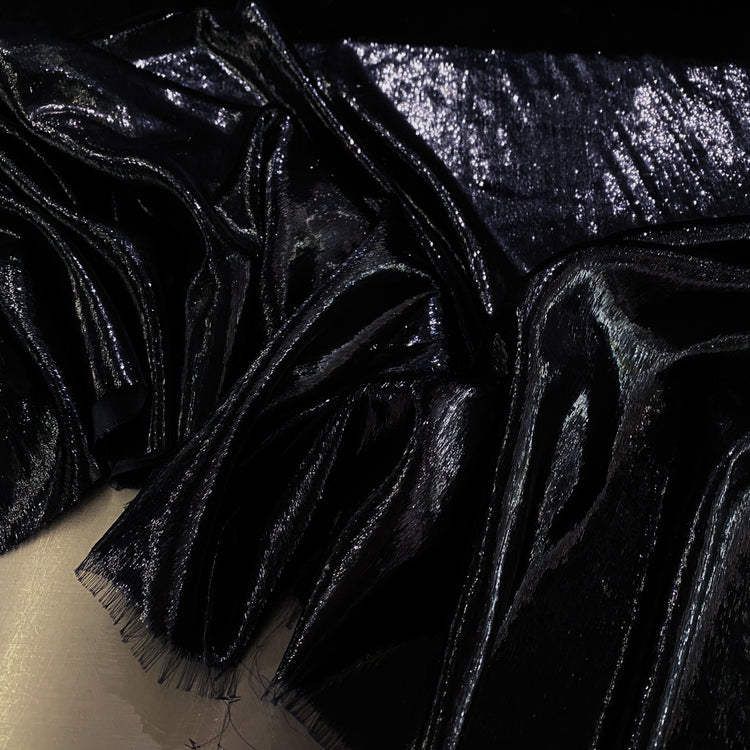 Brushed Metallic Long-pile Velvet - Midnight Blue