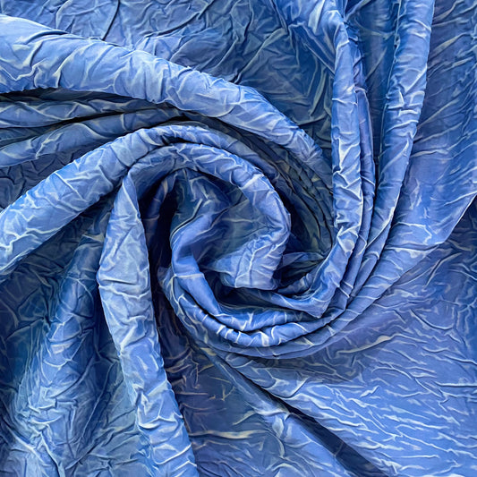 Creased Stone Wash Effect Sateen - Blue