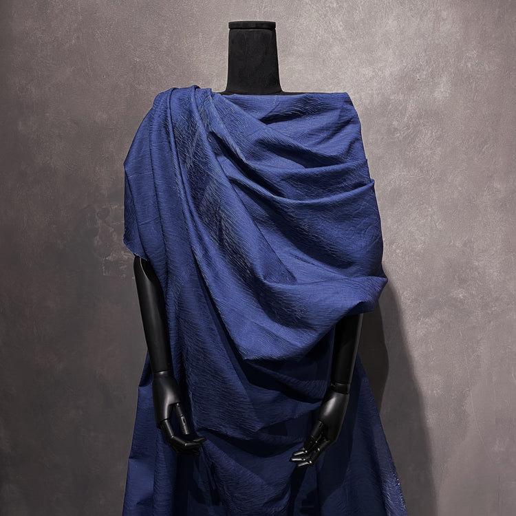 Pliage Bonded Plisse Chiffon - Dark Blue / White