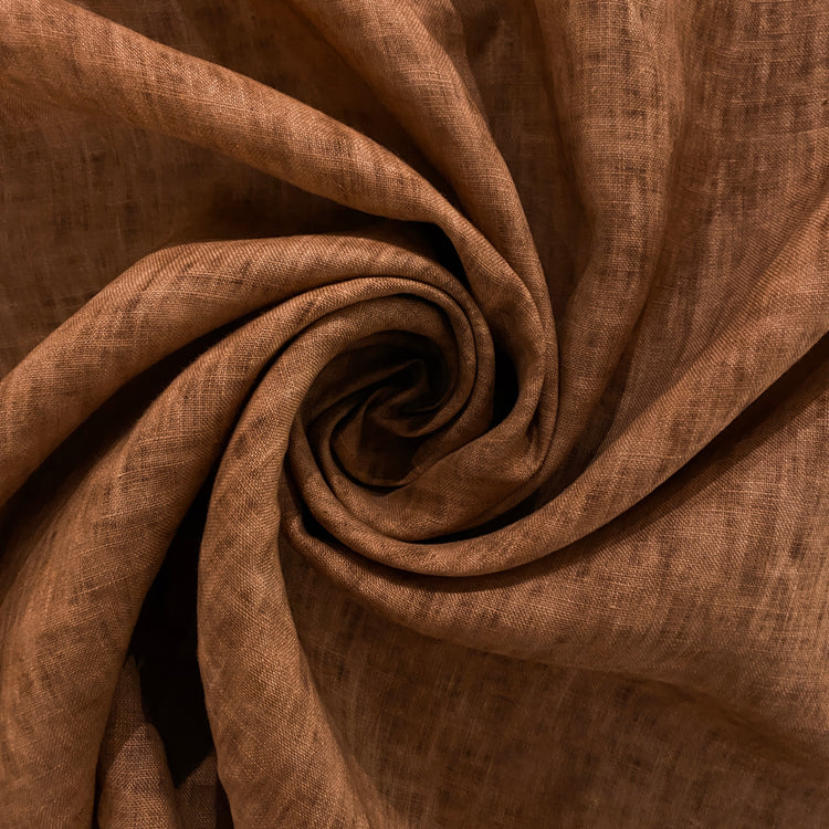 Mottled Dye Linen Cotton Blend - Chocolate / Sienna