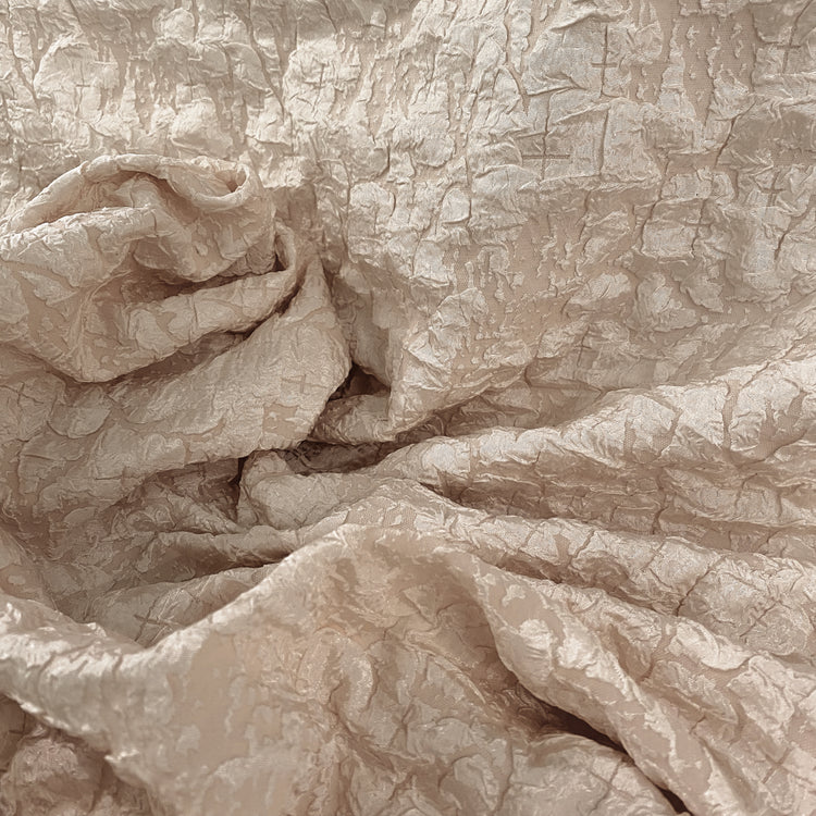 Crinkle Textured Cloqué - Tan Brown