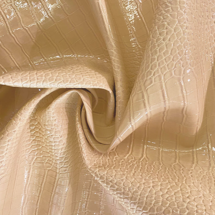 Patent Crocodile Faux Leather - Large Pattern - Wheat