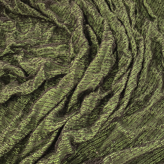 Boucle Knit Squiggle Appliqué Backing - Black/Green