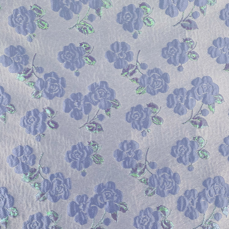 Floral Vine Poly/Lurex/Nylon Brocade - Powder Blue/Mint