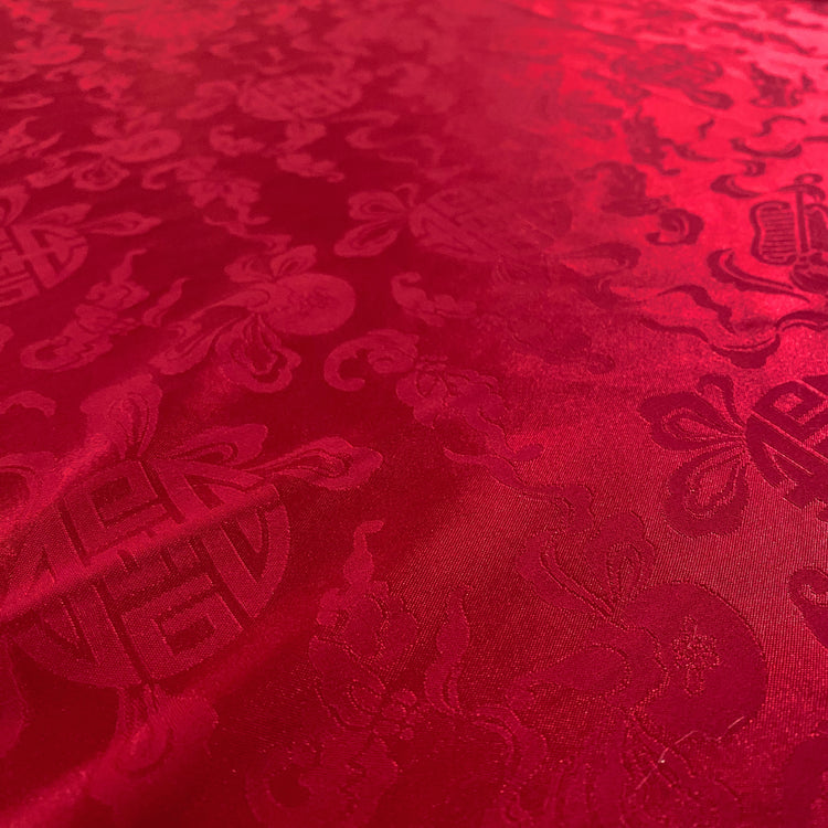 Feng Shui Satin Damask - Crimson