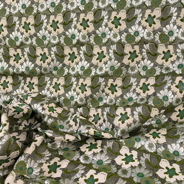 Floral Pop Nouveau Cotton/Poly Brocade - Ivory/Olive