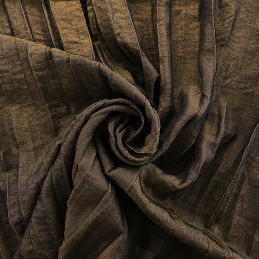 Shot Wide Pleated Delustered Satin - Dark Goldenrod / Gold