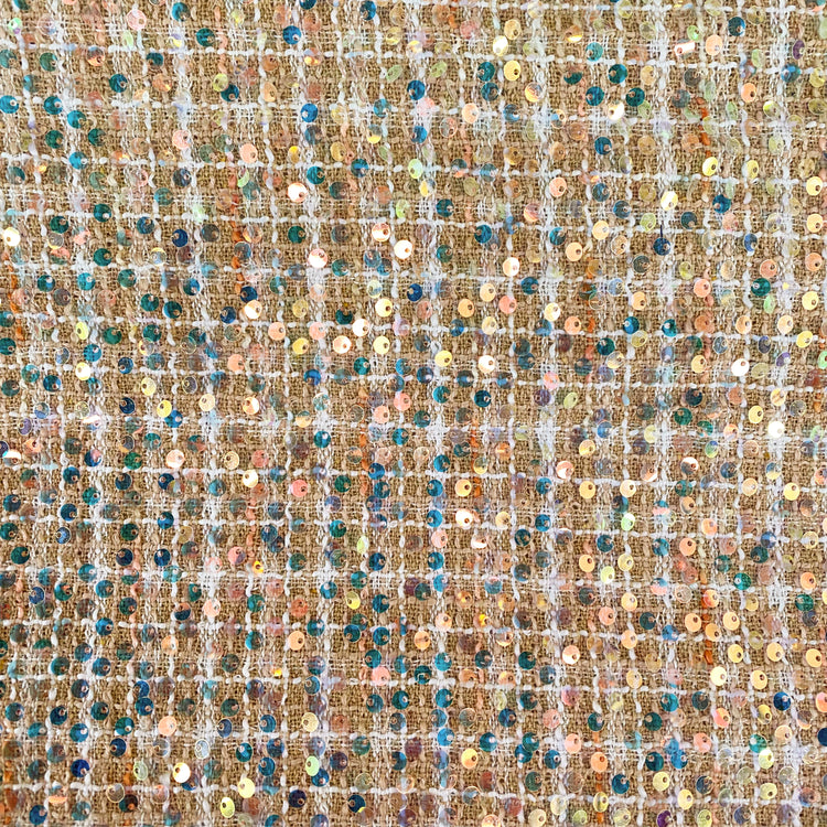 (Remnant) Sequinned Tweed - Beige - 1m