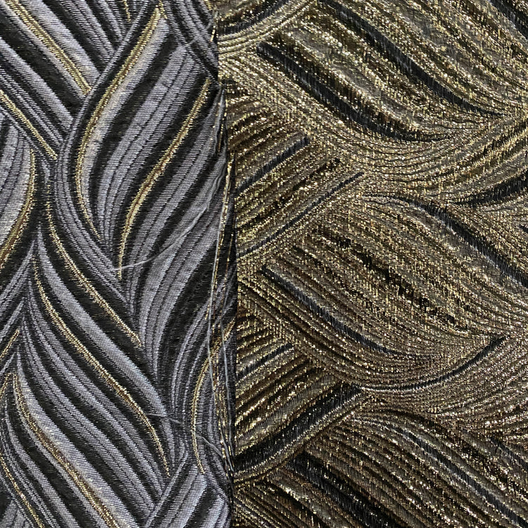 Baroque Leaves Wave Brocade - Silver / Gold / Grey
