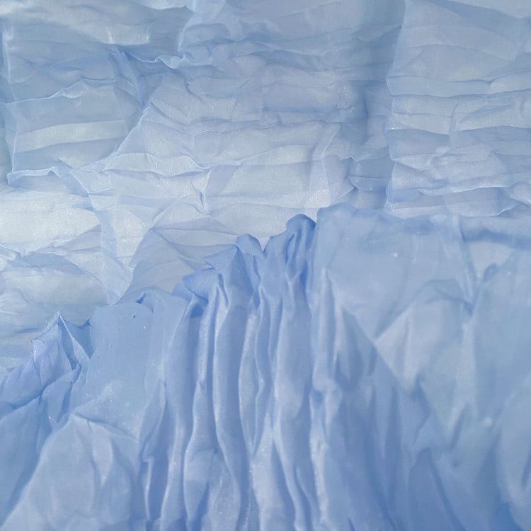 Semi-sheer Plisse Organza - Light Blue