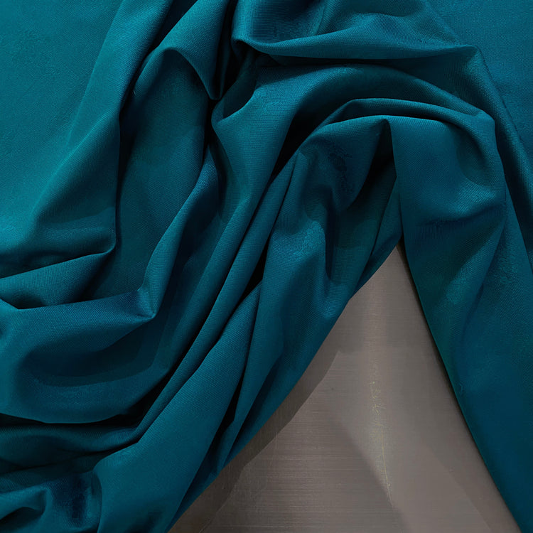 Rose Dobby Motif - Basket Weave - Teal