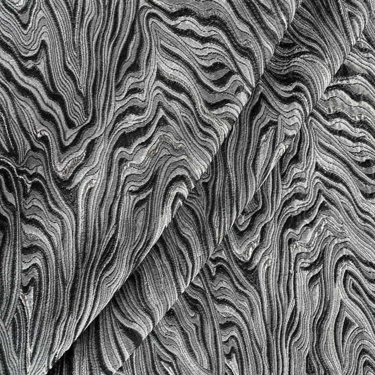 Contour Wave Brocade - Grey/Silver Metallic