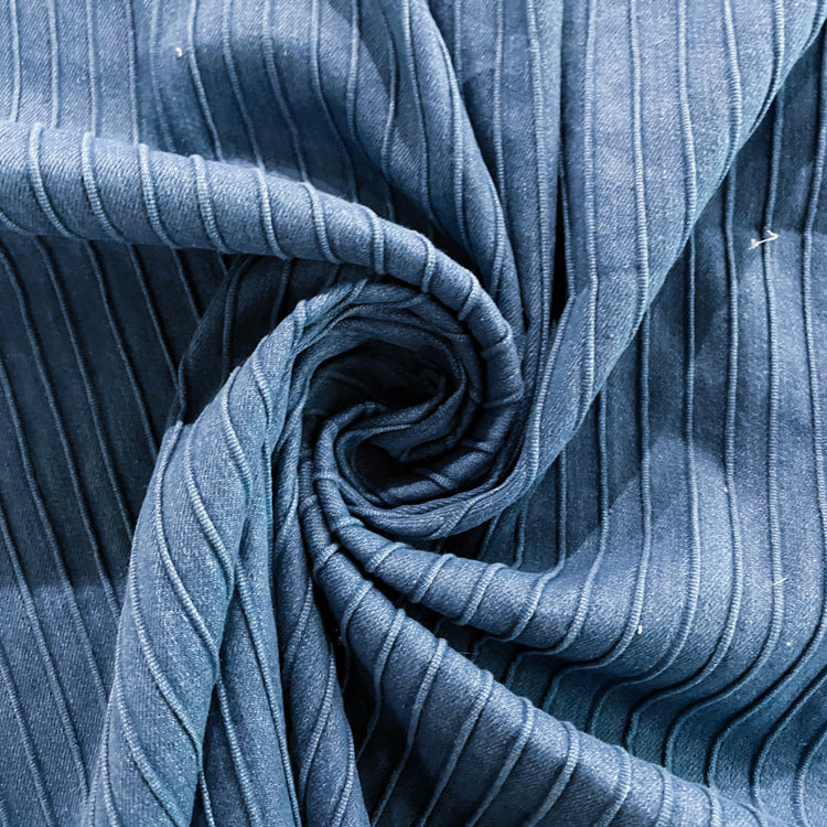 Elastic Ribbed Denim - Blue