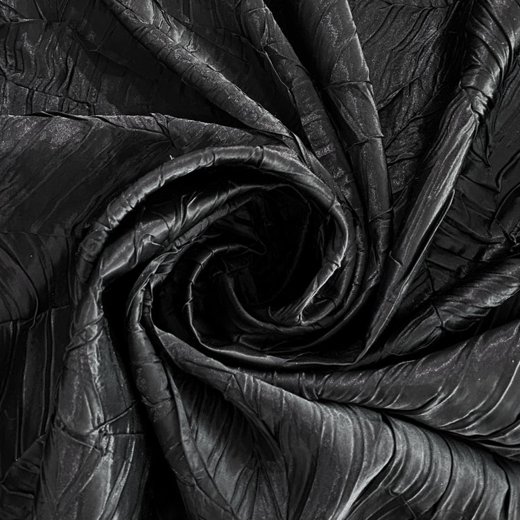 Irregular Pleat Bonded Satin - Black