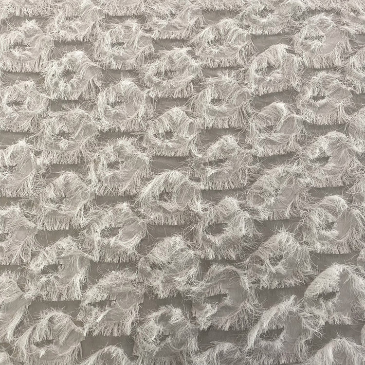 Peacock Fringed Motif Gauze - White