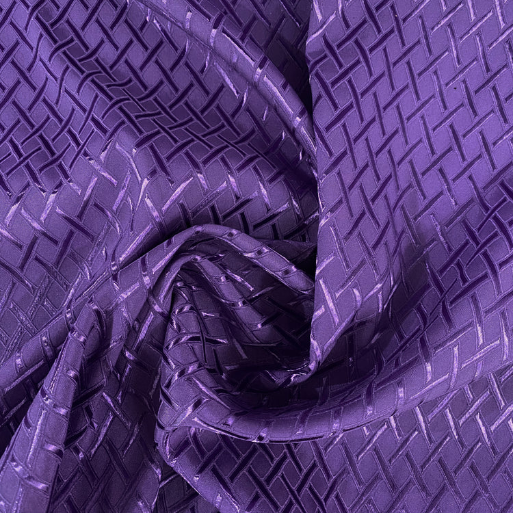 Diamond Hatch Poly/Spandex Damask - Purple