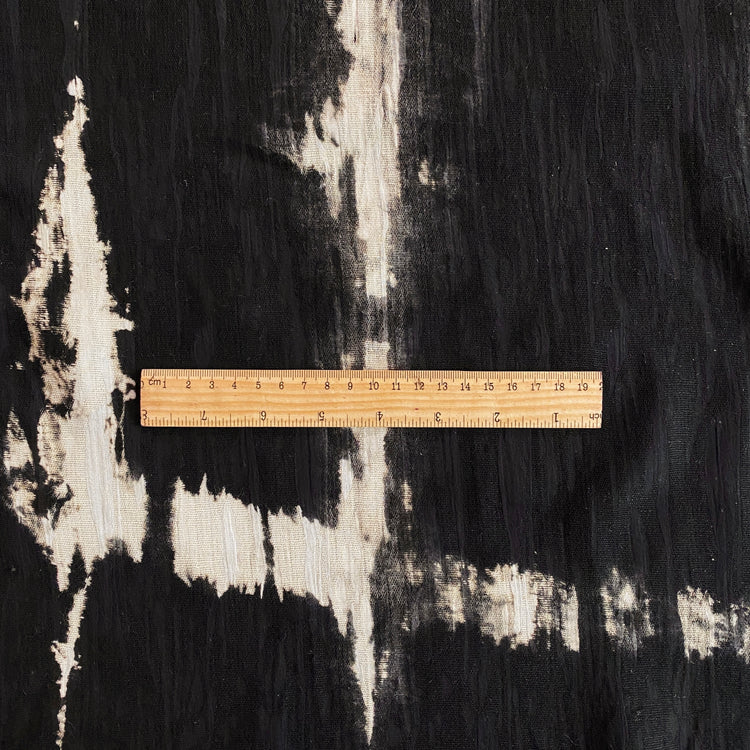 Shibori Dye Dobby Linen Gauze - Black / Ivory