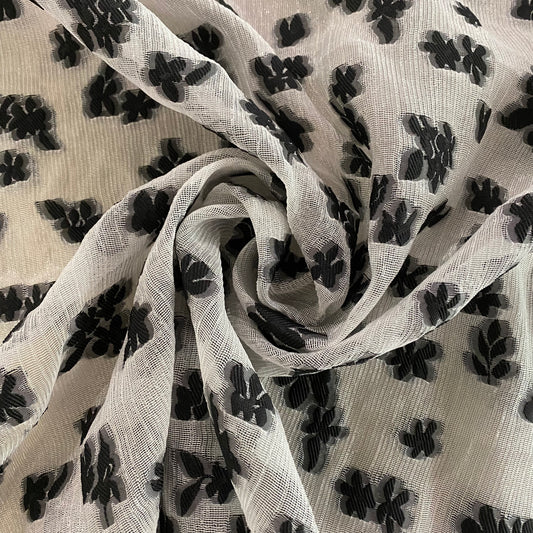 Loose Weave Floral Jacquard - Black / White