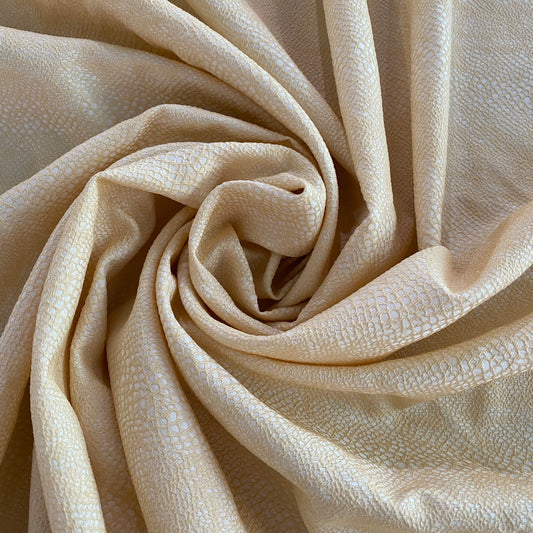 Snake Skin Textured Cotton Blend Jacquard - Moccasin / White