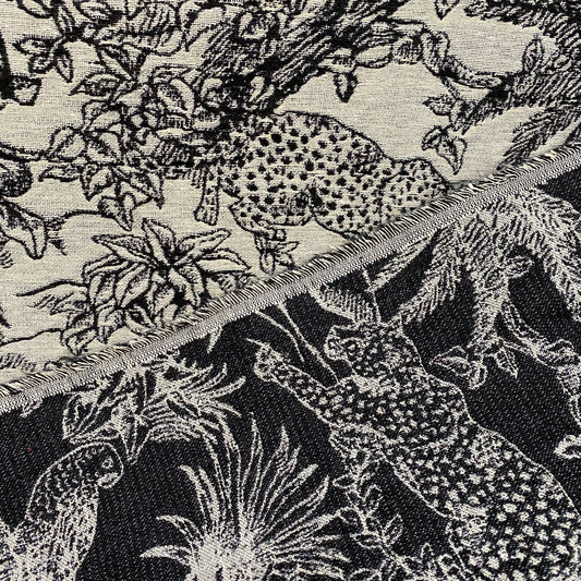 Tropical Cotton/Poly Jacquard - White/Black