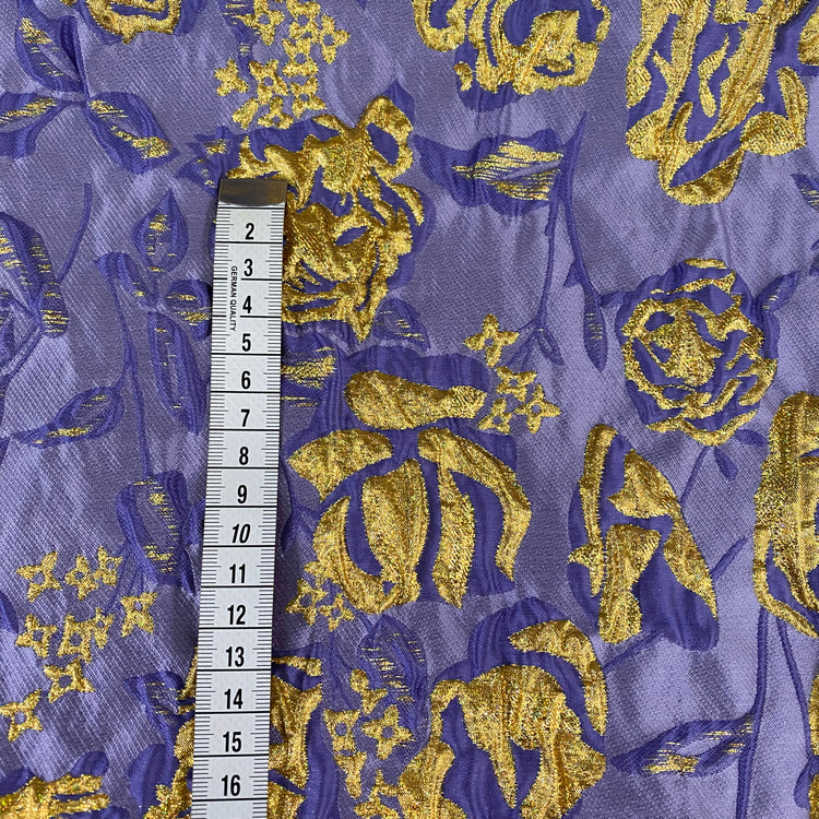Raised Rose Vine Brocade - Metallic - Purple/Gold