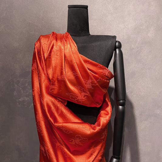 Crane Satin Poly/Silk Damask - Burnt Orange