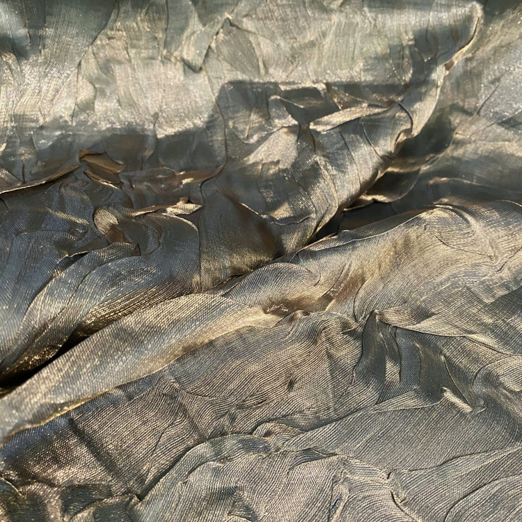 Bonded Sheer Foiled Creased Chiffon - Gold/Black