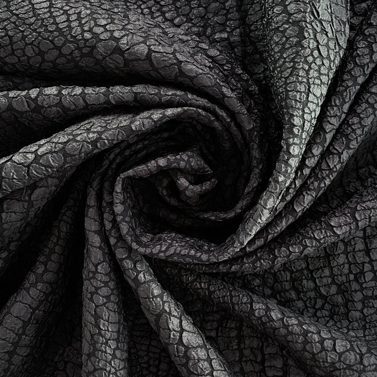 Crocodile Crinkle Textured Cloqué - Black