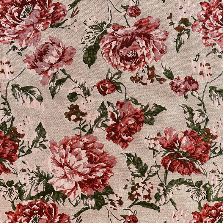 Soft Rose Brocade - Blush / Crimson / Olive Drab