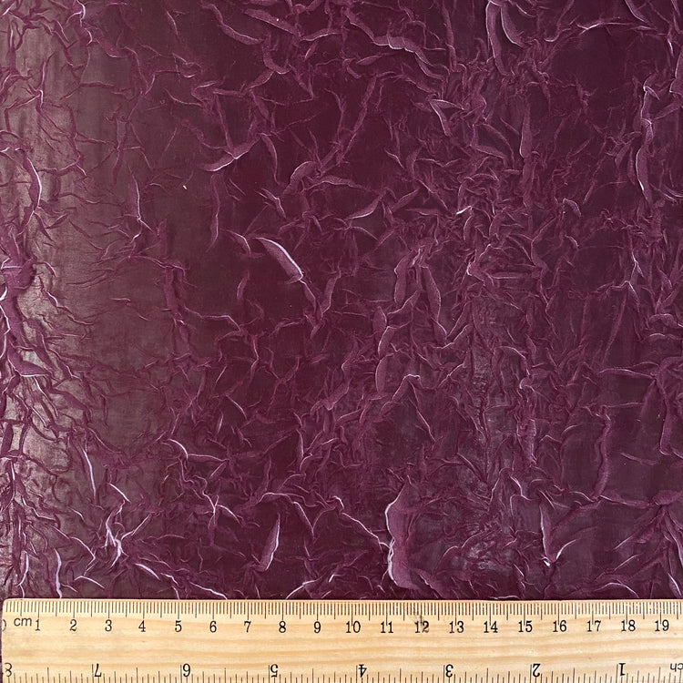 Pliage Creased Plisse Chiffon - Dark Magenta / White