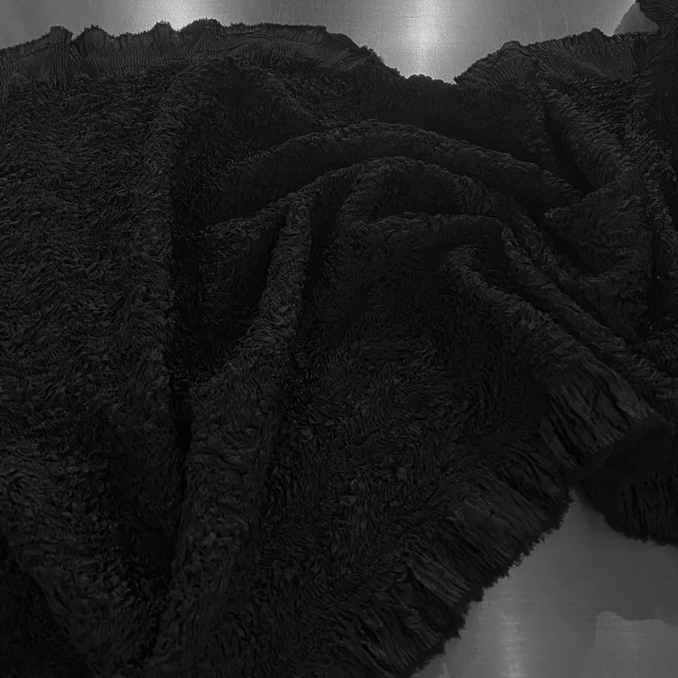 Warped Checkerboard Smocked Satin - Black