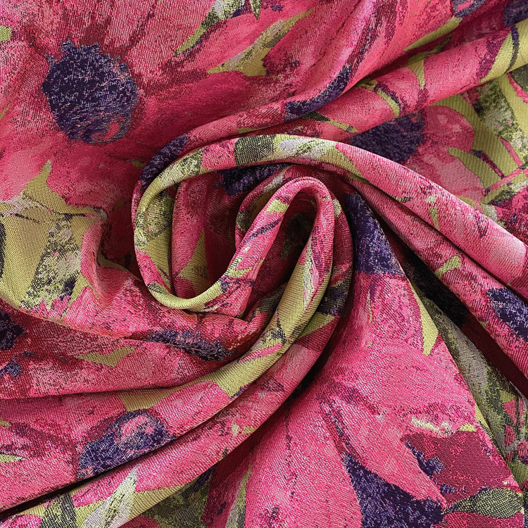 Thin-leaf Wildflower Jacquard - Lime/Hot Pink