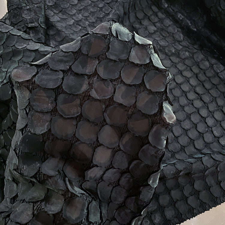 Dragon Scale Plisse Organza - Black