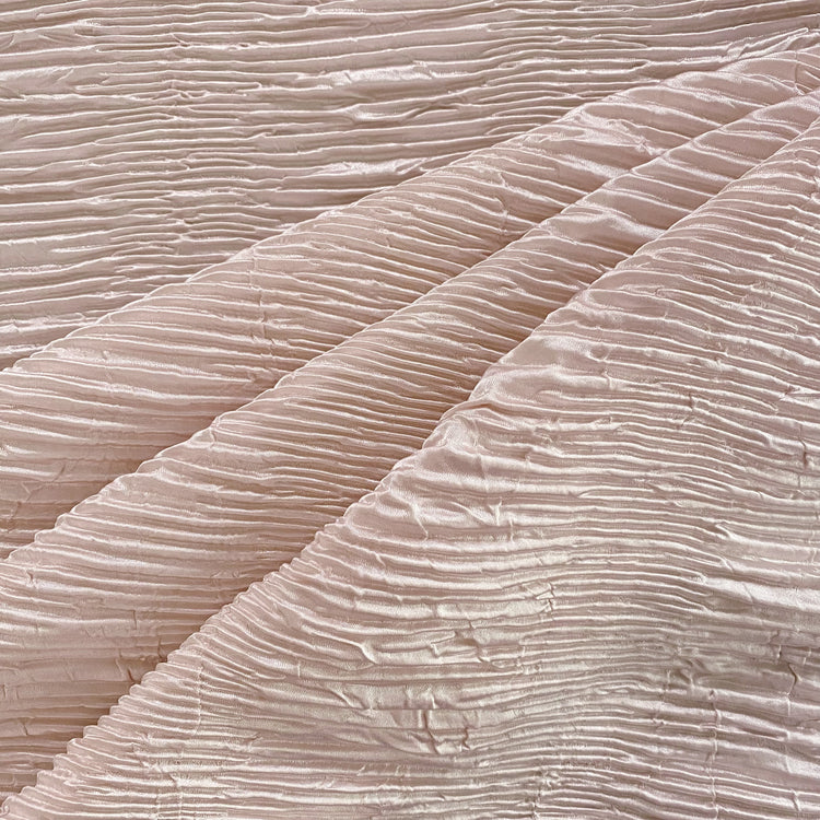 Crushed Striped Plisse Satin - Blush White