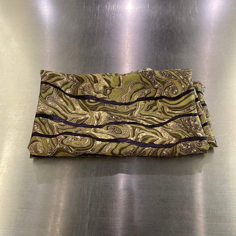 Remnant - Nephrite & Ochre Double Printed Satin Jacquard - Yellow Green / Olive Drab