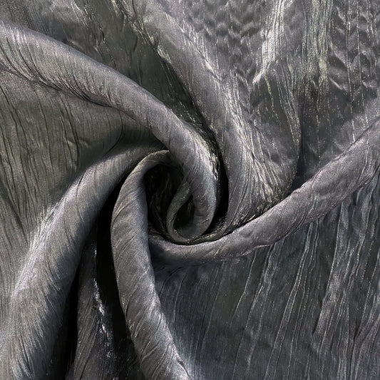 Satin Grain Plisse - Metallic Warp - Silver / Bluestone Grey