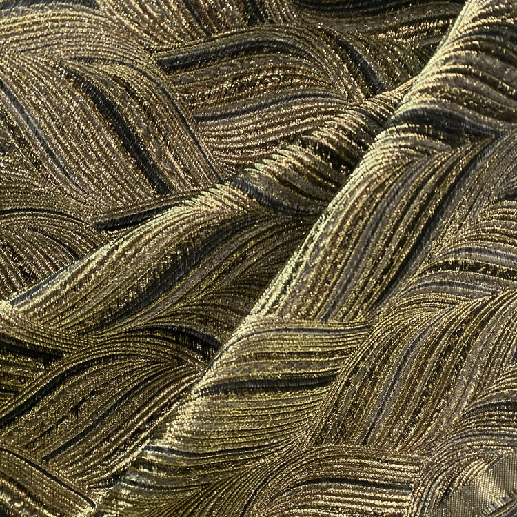 Baroque Leaves Wave Brocade - Silver / Gold / Grey