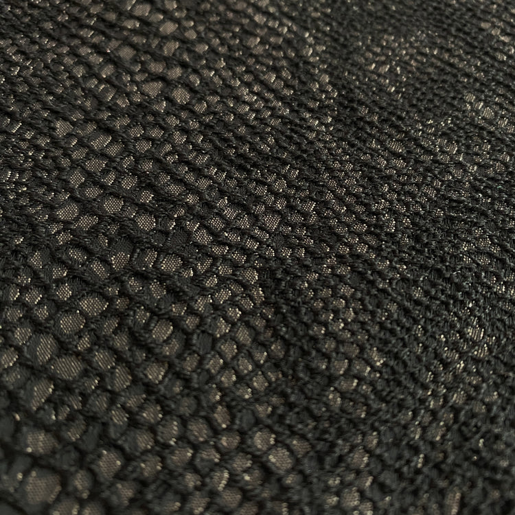 Snake Skin Textured Cotton Blend Jacquard - Black / Dark Beige